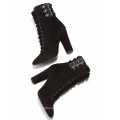 Big women Plus Size 45 46 block heel ladies suede lace up ankle boots